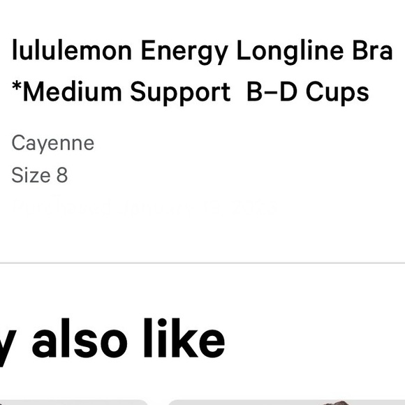 Lululemon energy longline sports bra Size 8 - Cayenne - Picture 2 of 6